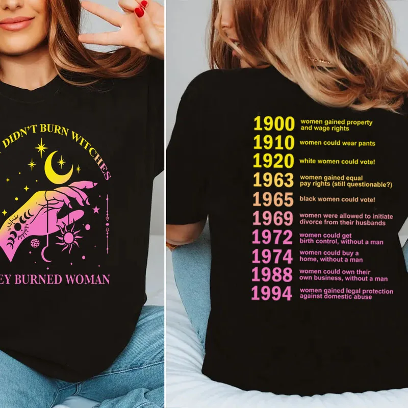 They Didn't Burn Witches T-Shirt Women Casual Cotton Short Sleeve Witchy Feminist Tshirt Women's Rights Graphic T Shirts Tops