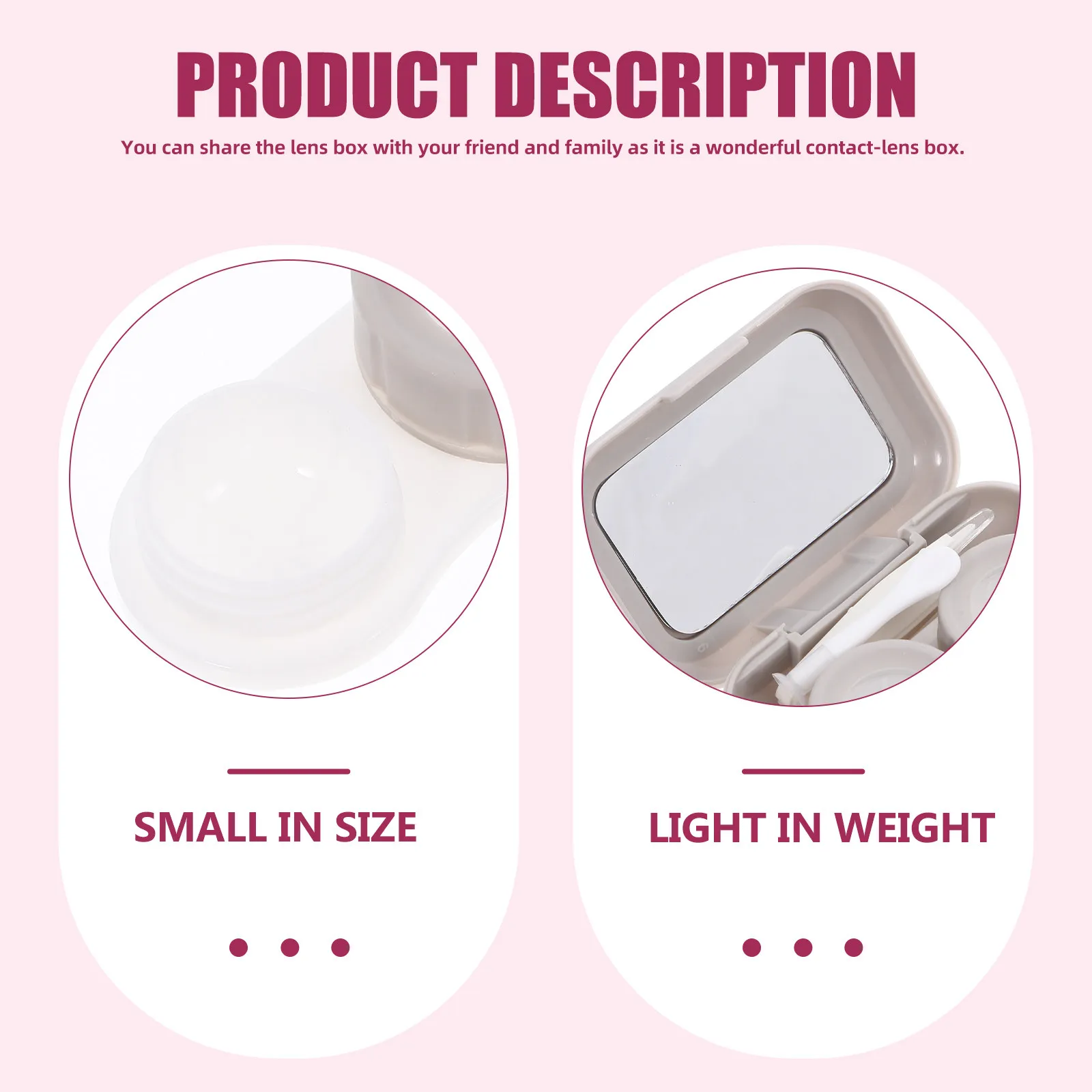 1Set Portable Travel Contact Lens Case Leakproof Sealed Storage Box for Soft Contacts Small Lightweight Lens Holder with Mirror