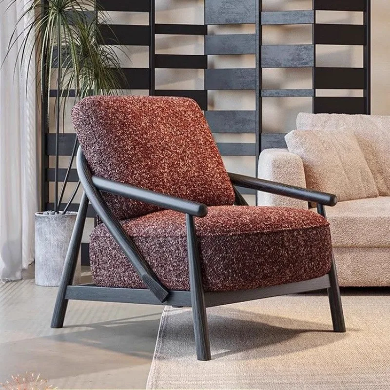 

Retro French Single Sofa Chair Apartment B & B Wind Leisure Chair Fabric Chair Balcony Bedroom Home Sofa