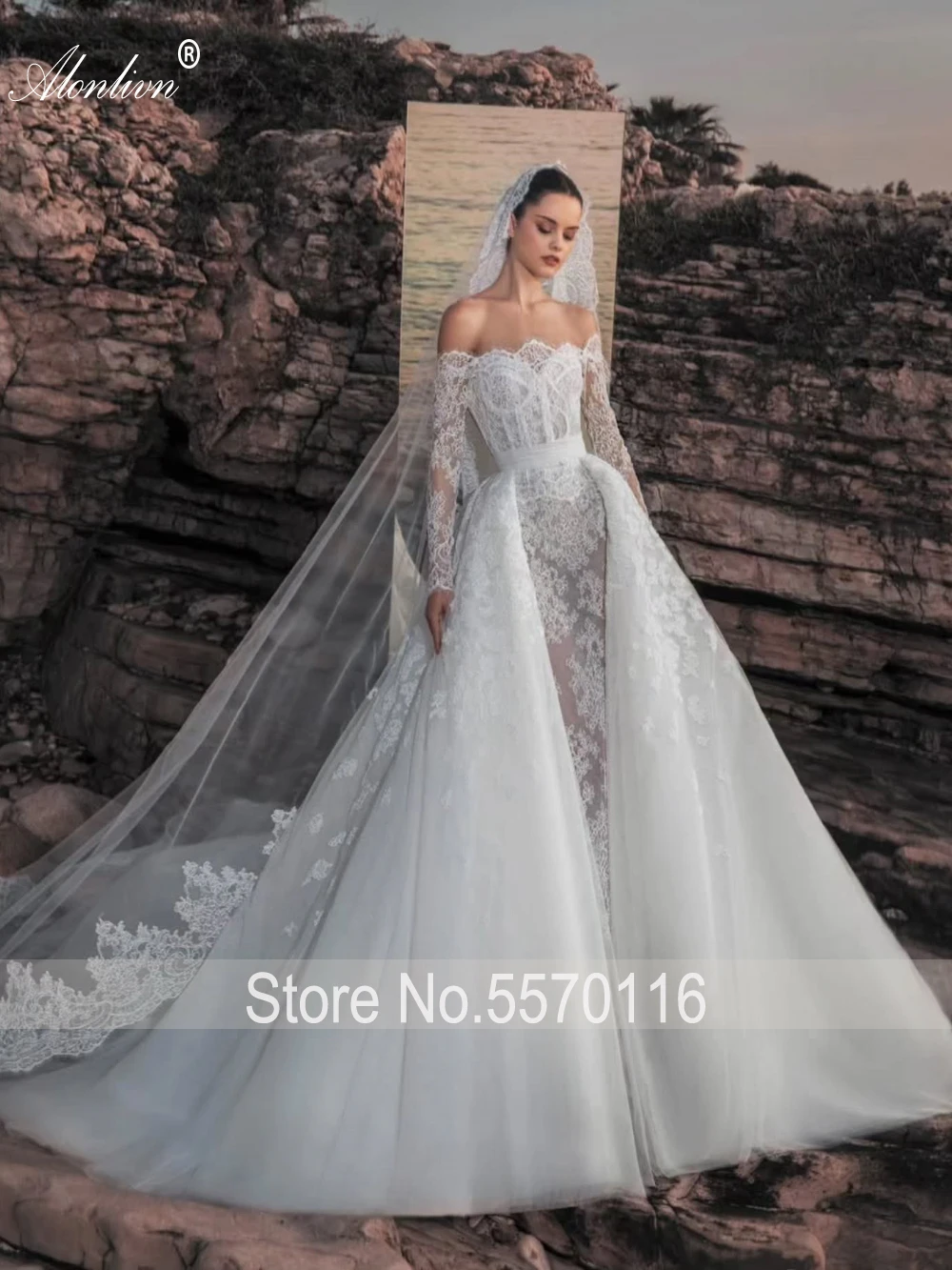 Alonlivn Custom Made Luxury 3 In 1 Embroidery Lace Mermaid Wedding Dress Sweetheart With Removable Jacket And Train Bridal Gowns