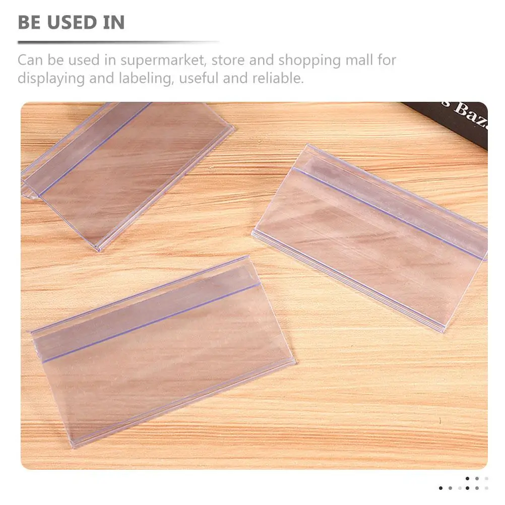 25 Buah Rak Strip Label Harga Tempat Label Plastik Bening Folder Tempat Tanda Ritel Penyimpanan Transparan PVC