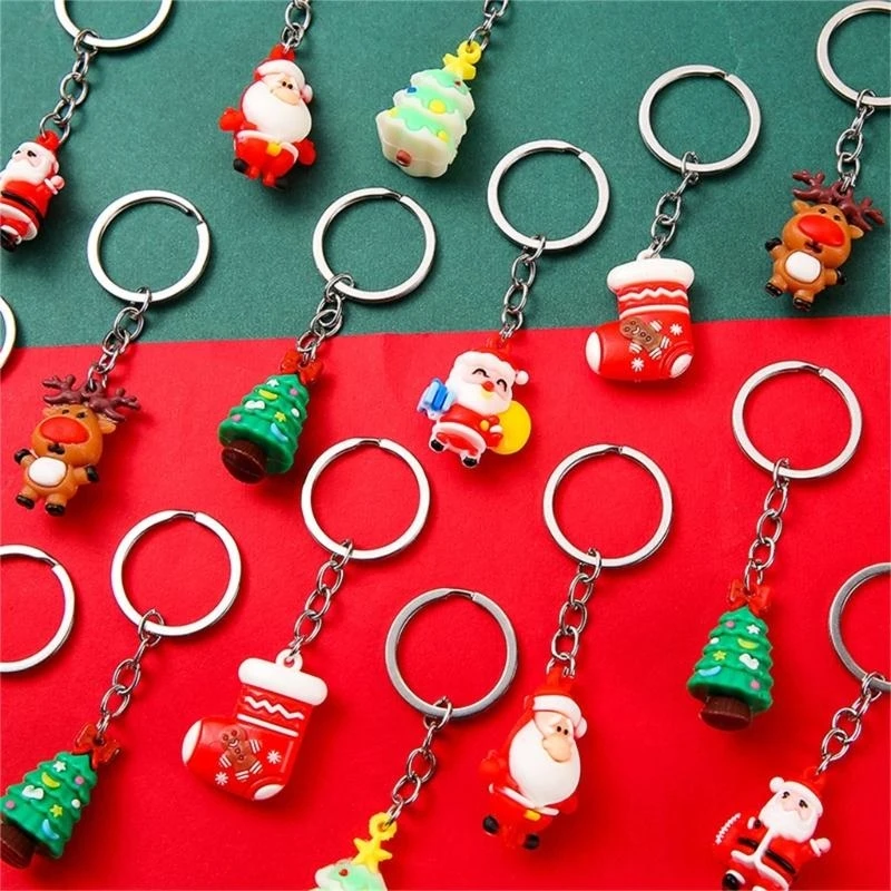 

10Pcs Christmas Keychains Cartoon Keyrings Ornaments Decoration Party
