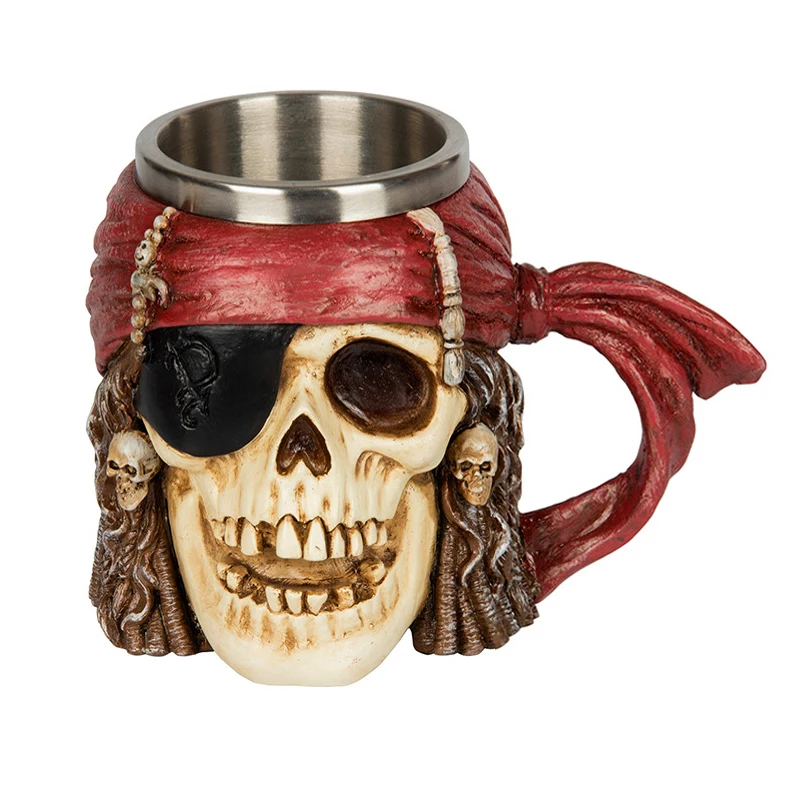 Tazas y Jarras de Resina 3D de Acero Inoxidable, Estilo Corsario, Jarra de Cerveza de Gran Capacidad, Taza Vikinga Pirata de la Edad Media, Caneca para Café