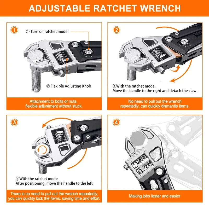 NexTool Multitool Wrench W4 11-In-1 Adjustable Wrench Pliers Folding Knife Hand Tools Screwdriver Wooding Saw Wood Working Tools