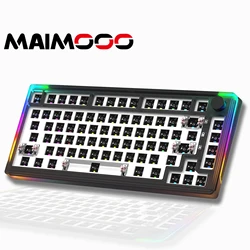 MAIMOOO-Kit de Teclado com Fio Hot Swappable, Luz Lateral RGB, Transparente, 82 Tecla, 2.4G, Virado a Sul, DIY, Bluetooth, MLK75, 75%