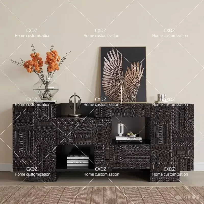 Nordic Solid Wood Dining Side Cabinet Modern Light Luxury Entrance Hallway Storage Locker Wooden Furniture for Villa Home