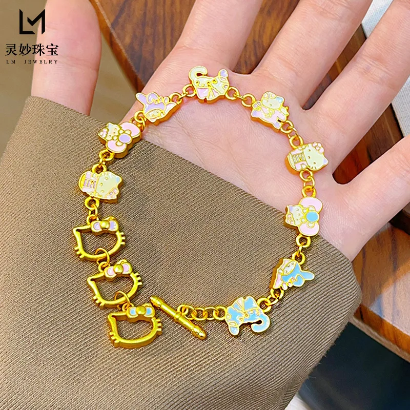 

24K Gold AU999 Cat Bracelet | Glossy - matte contrast, simple yet luxurious charm