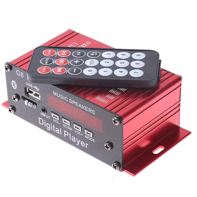G8 Bluetooth Audio Amplifier 12V/45Wx2 Power/USB/SD/AUX Input/LED Display Mini Digital Player For Car/Home