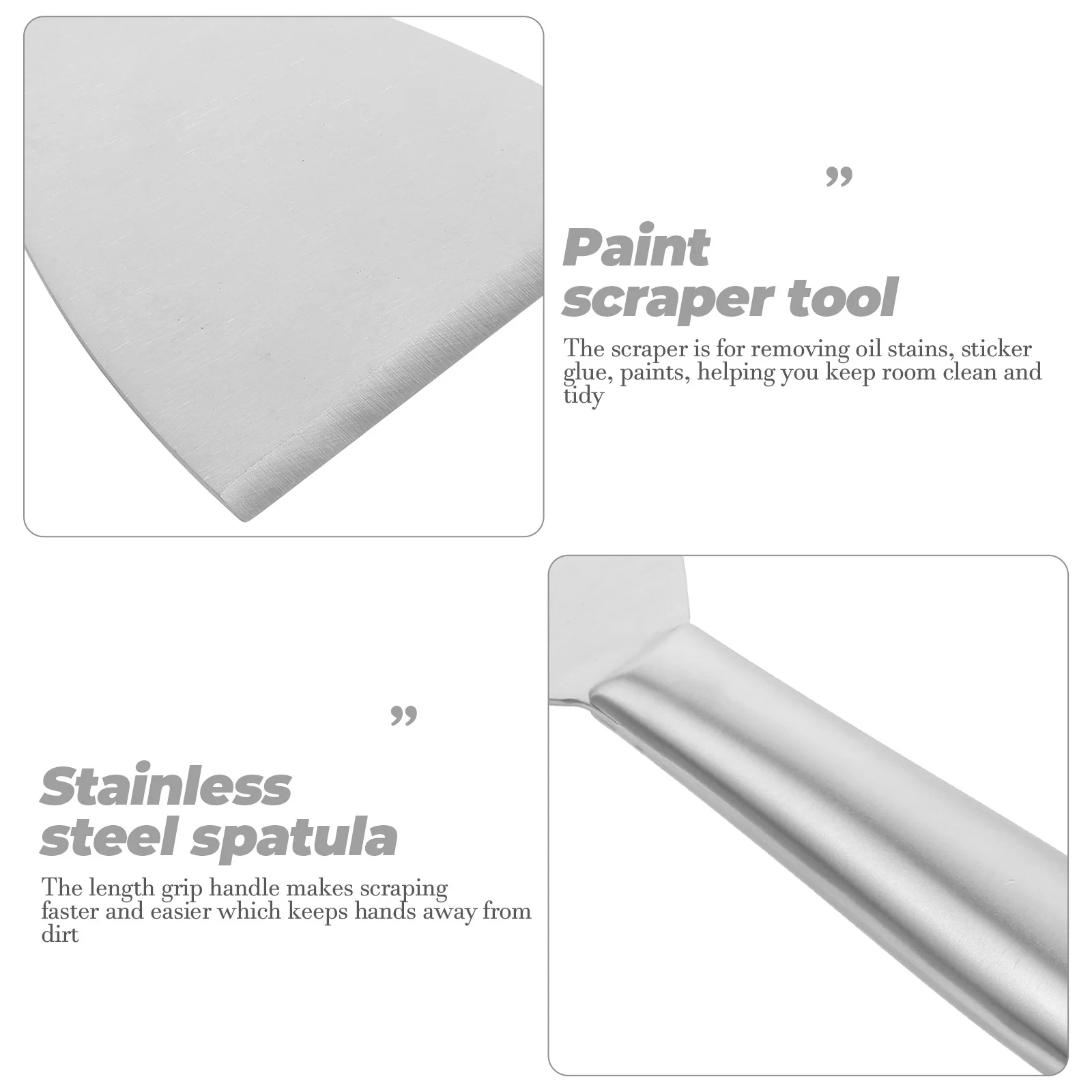 

Stainless Steel Kitchen Scraper Multi-Functional Flat Putty Scraper Spatula for Cleaning Walls Floors Glue Paint