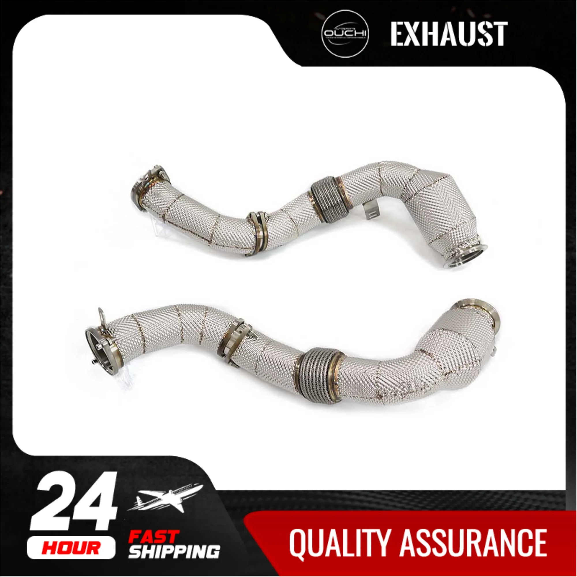 Fast shipping in 24 hours downpipe for BMW x5m x6m f95 f96 LCI 4.4T 2024+ OUCHI Stainless steel exhaust system with heat shield