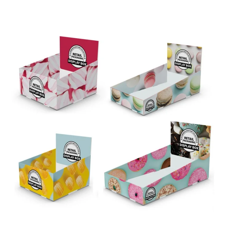 

2025customized.Custom Retail Counter Paper Cardboard Bar Packaging box Candy Chocolate Cookie Nut Snack Stand PDQ disp