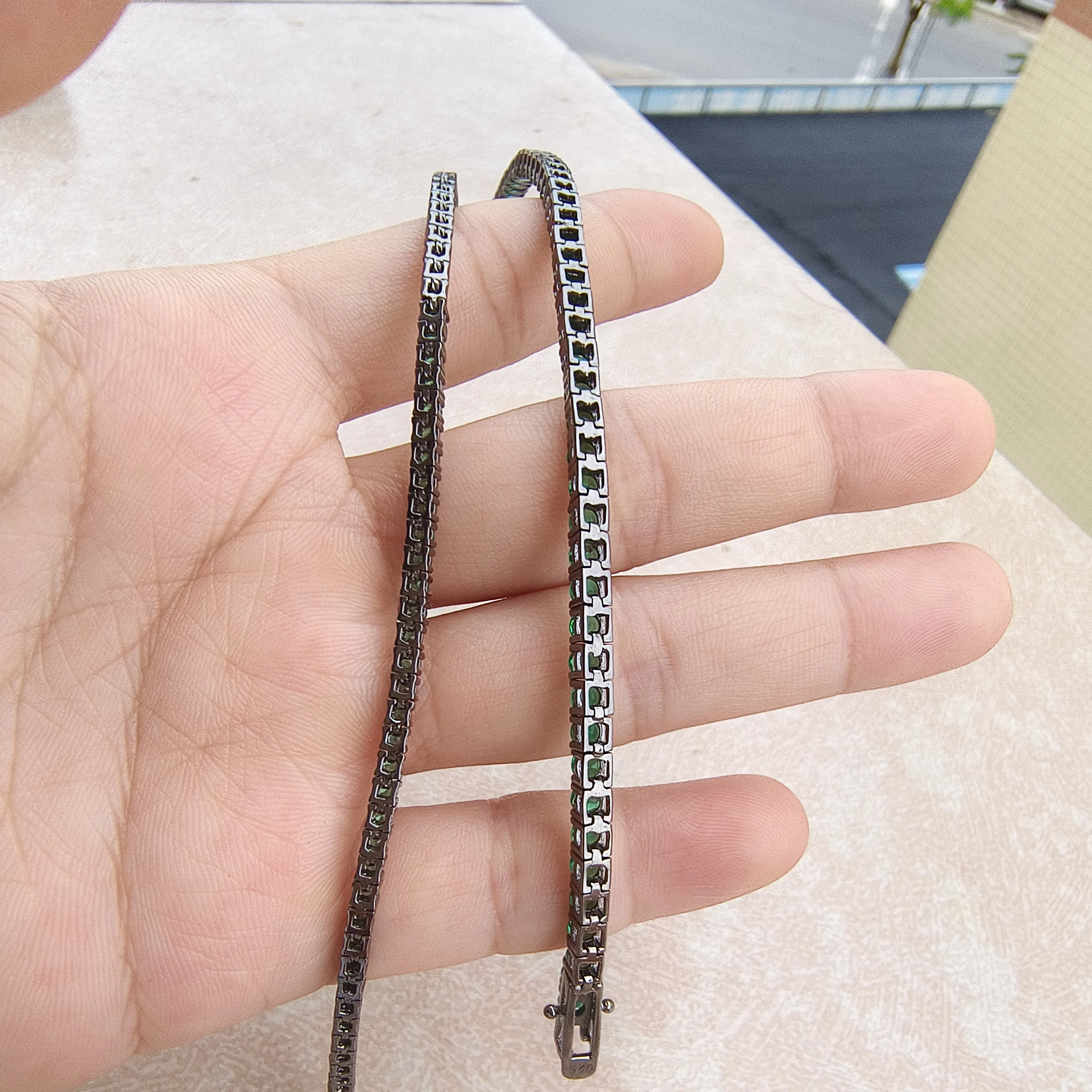 EUREKA 2 مللي متر 3 مللي متر 925 فضة سوار الزمرد رومانسية الزفاف رجل امرأة غرامة المجوهرات بالجملة #4