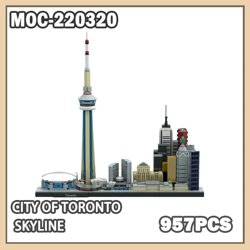 

MOC-220320 NEW DIY Mini City of Toronto Skyline Building Block Assembly Model For Office Desktop Decoration Toys Gifts 957PCS