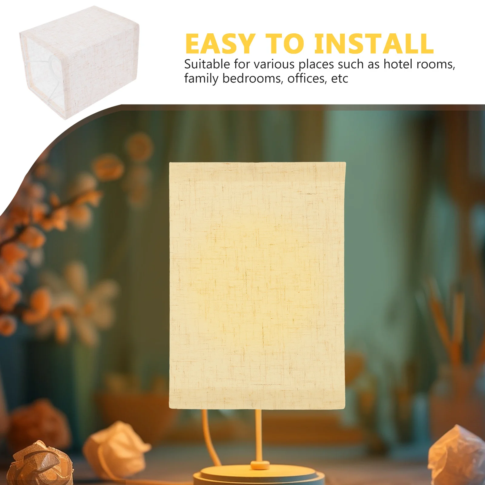 عاكس الضوء من قماش الكتان لمصباح أرضي الطاولة بجانب السرير، غطاء خفيف من القماش المستطيل، نمط مربع E27، ناعم ودافئ