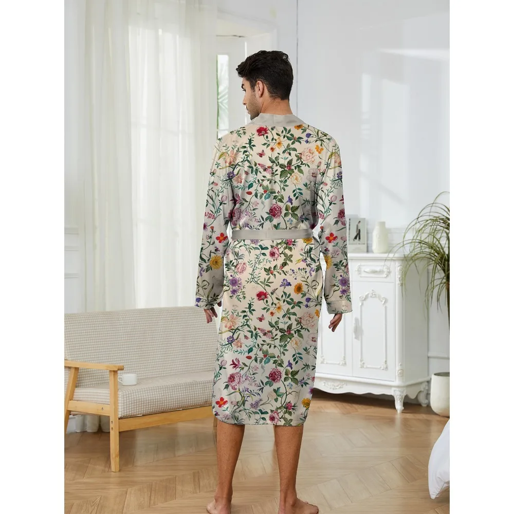 Spring and Autumn Trendy Men's Robe Digital Printing, Home Fun Sleeping Robe for Leisure and Entertainment.