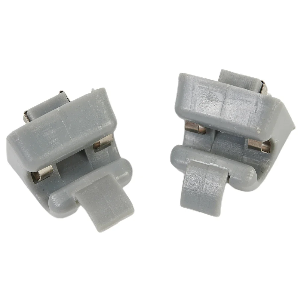 Clips fijos Clip de gancho para visera solar 2 piezas Plug And Play de alta calidad W123 W124 26 810 00 12 8412 Clip de gancho gris para visera solar de plástico