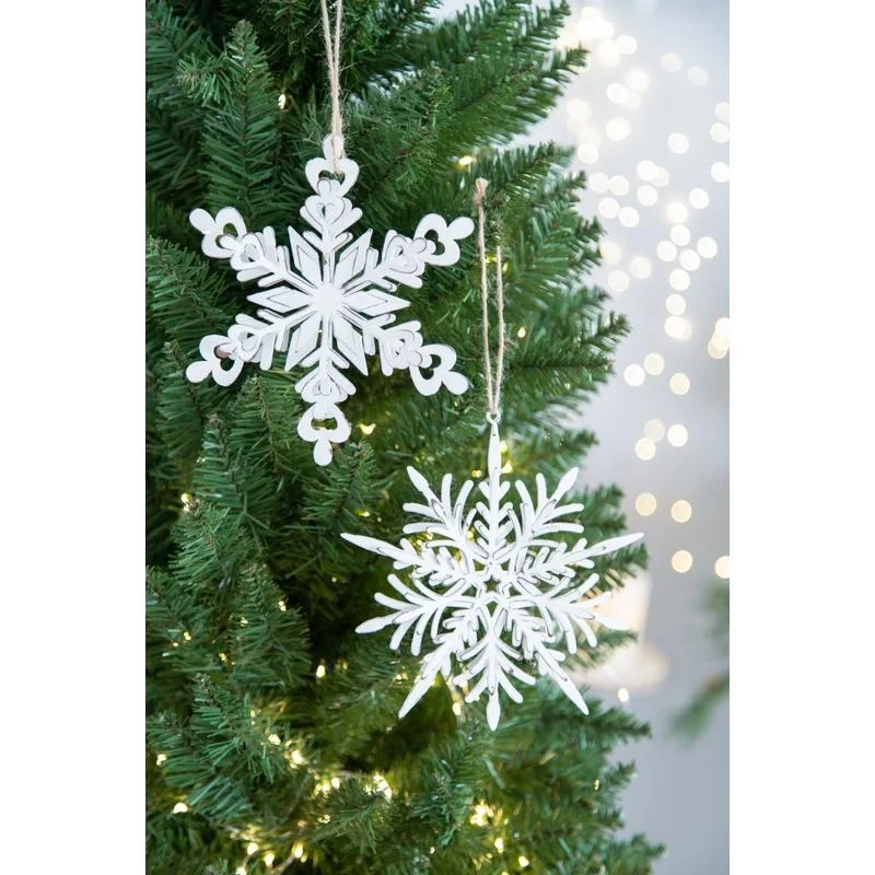 

6-Piece Iron Snowflake Hanging Ornaments for Christmas Tree and Holiday Decor