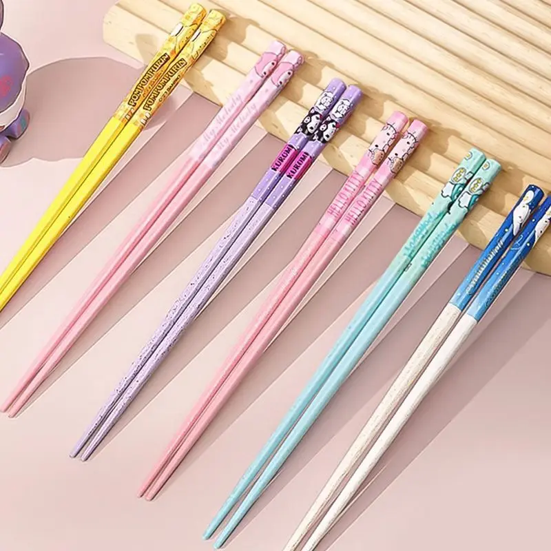 Home kitchen kawaii Hello Kitty anime bamboo chopsticks single cute children anti-mold anti-slip cartoon Sanrio chopsticks gift