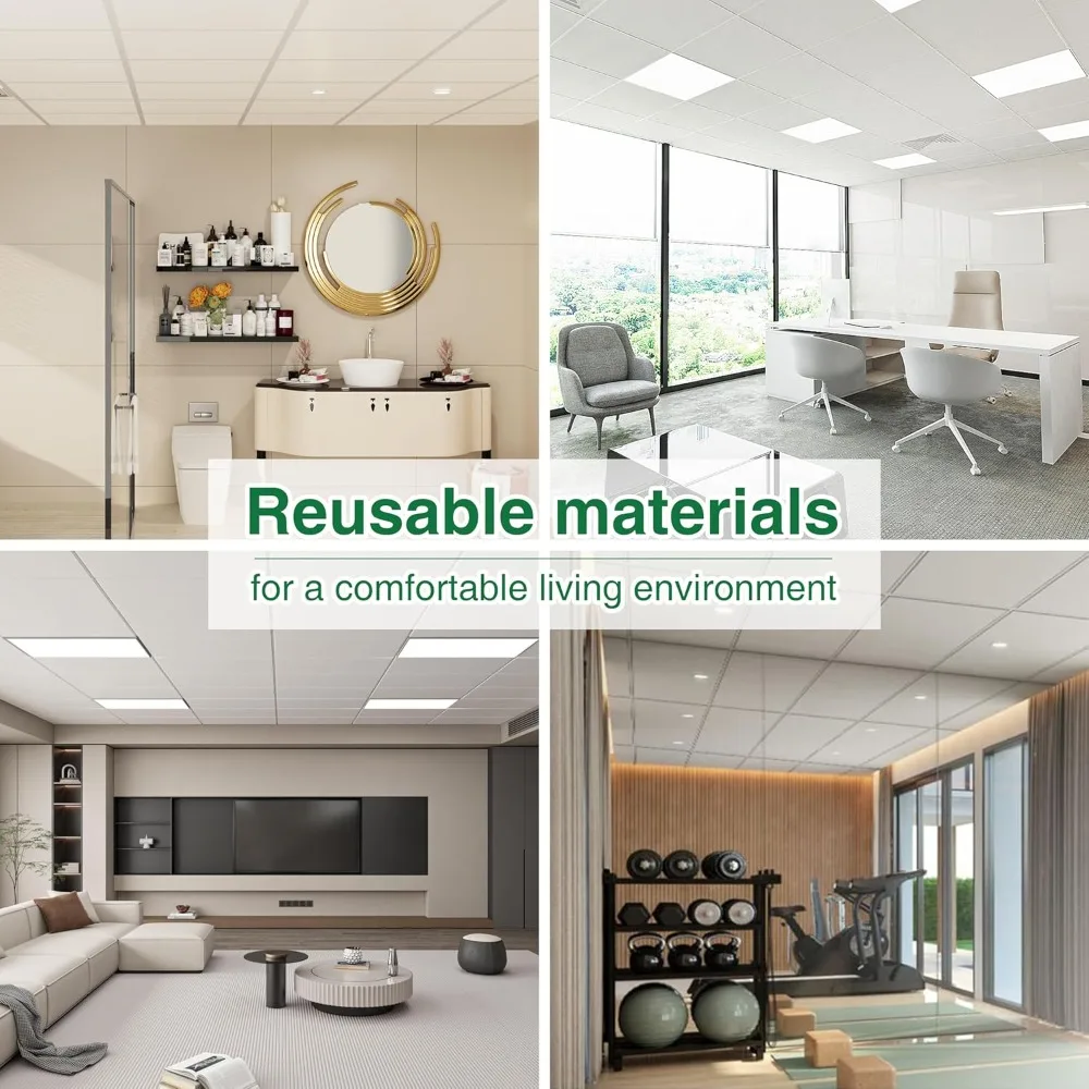 Azulejos de techo de caída suave de 2 pies x 4 pies - PVC premium para evitar roturas - Instalación impermeable, resistente al fuego y fácil de descenso