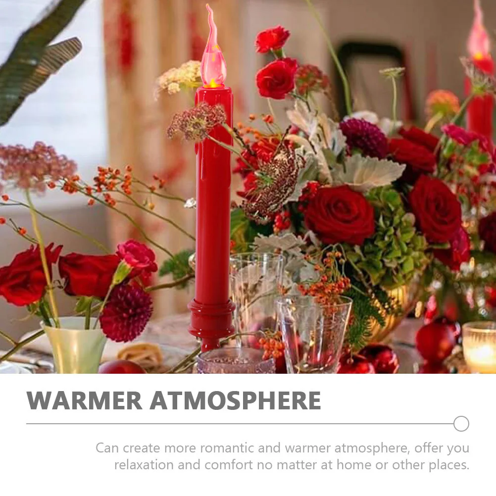 

1Pair Electronic Decorative Candles Flameless LED Light Rechargeable Red Shape No Dripping Wax Smoking Save Time Effort