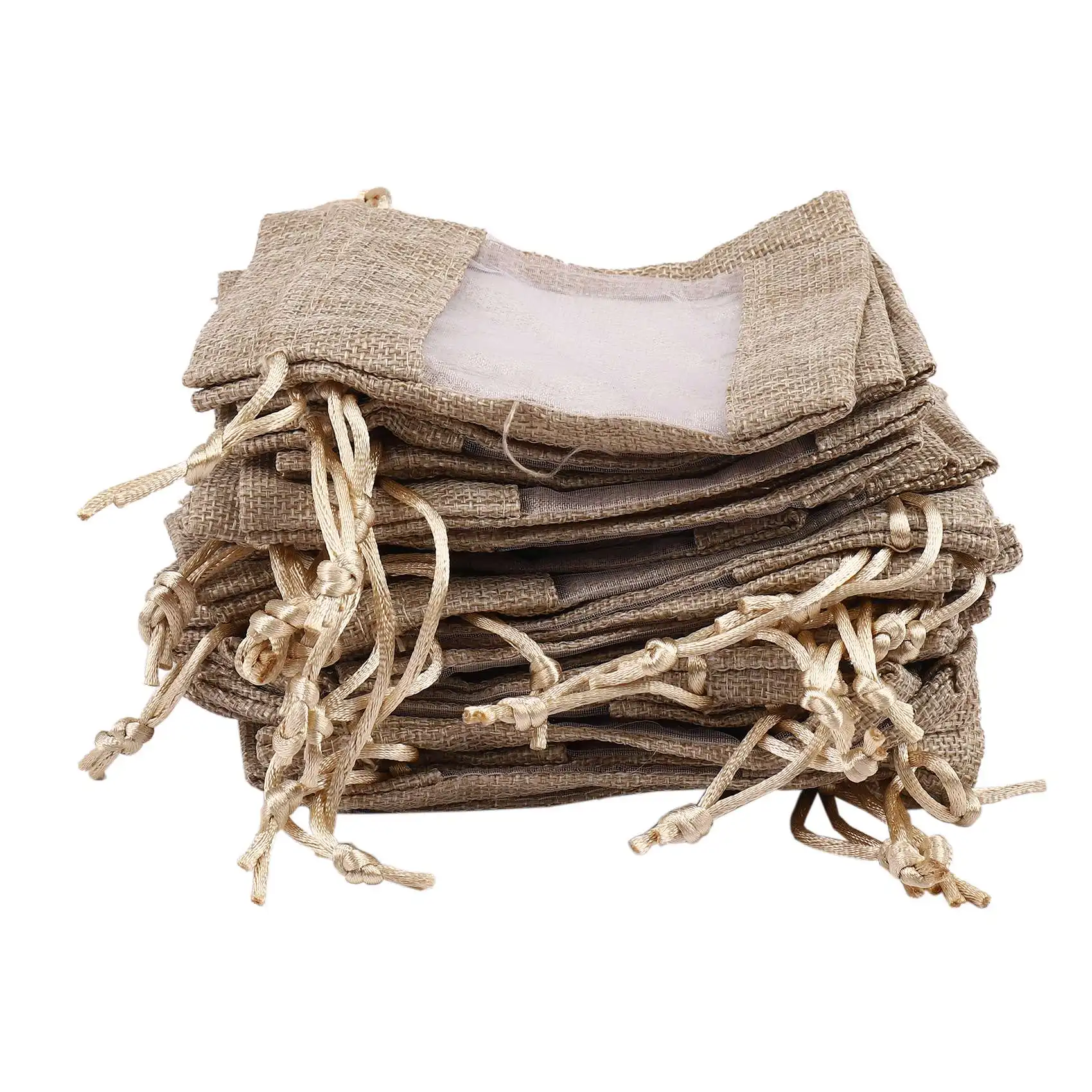 

30Pcs Flax Organza Bags Burlap Drawstring Pouch Christmas Gifts Bag Wedding Party Bags for Coffee Beans Candy Makeup Jewelry