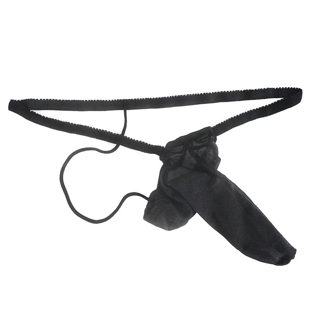 Men's Shiny Glass Silk T-Back Thong, Low Waist Sexy Lingerie