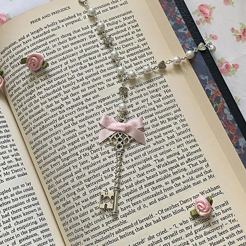 Handmade fairy tale bow key necklace y2kfaircore Cottagecore goblin independent cottage summer cottage lolita necklace