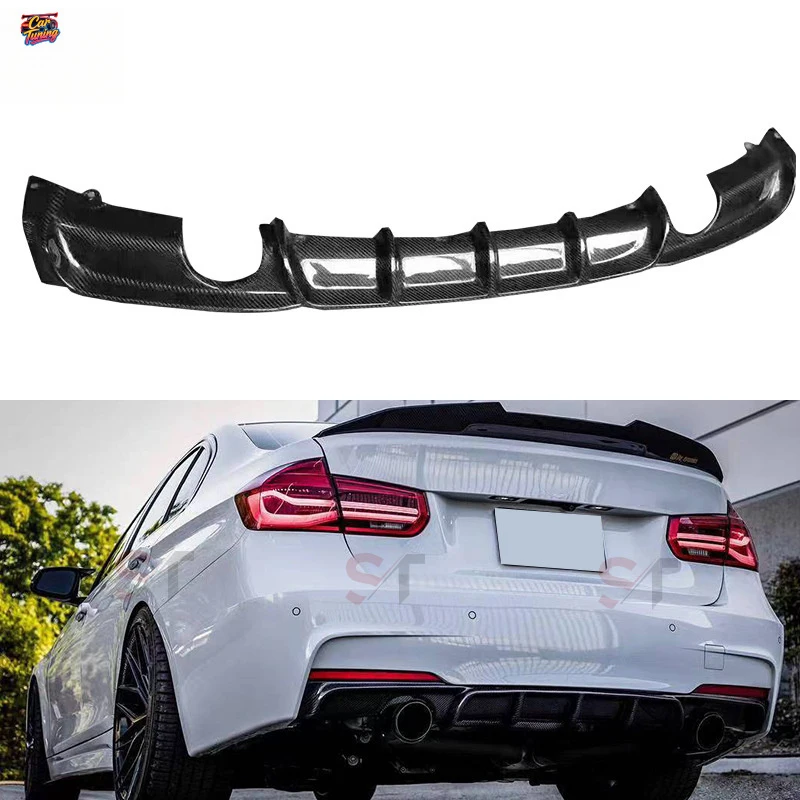 

Suitable for BMW 3 Series F30 F35 12-19 carbon fiber rear lip MP style dual single outlet rear diffuser