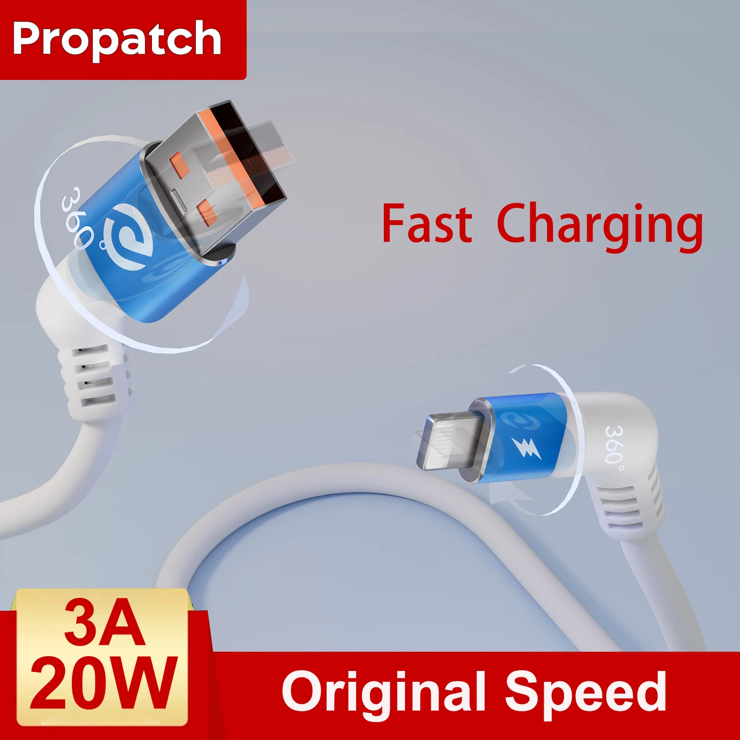 

Propatch USB A Cable For iPhone 15 14 13 12 11 Pro Max Xs 8 iPad Wire 20W PD Fast Charging Type C To Lighting Data Cord