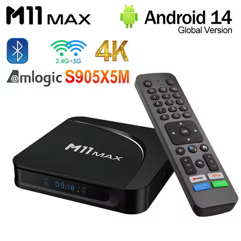 M11 Max Android 14 Smart TV Box Amlogic S905X5M 4K HD AV1 Set Top Box HDR10+ 2.4G&amp;5G Wifi6 AI-SR Media Player 4GB 32GB
