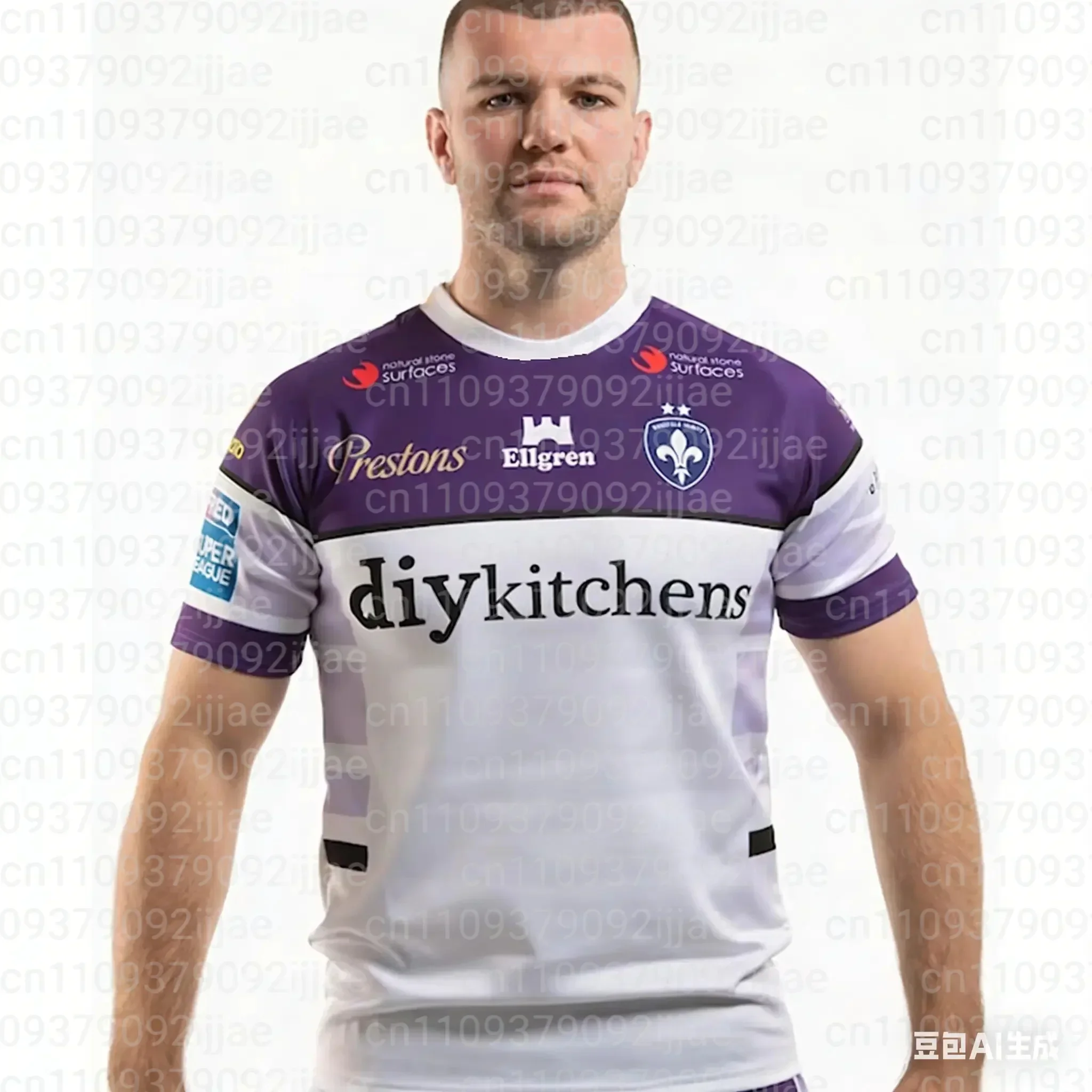 2026 Neue Wakefield Trinity Rugby Sportbekleidung UK Family Edition Rugby Freizeit Schnelltrocknendes Trainings-Kurzarm-T-Shirt – Detail 6