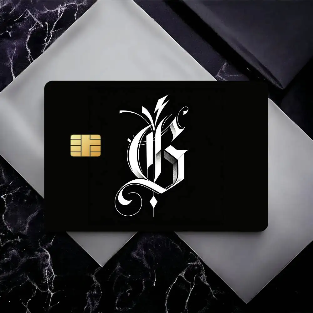 Elegant Letter Design Pattern Film Skin Card Sticker For Bank Bus Metro Credit Debit Card Waterproof