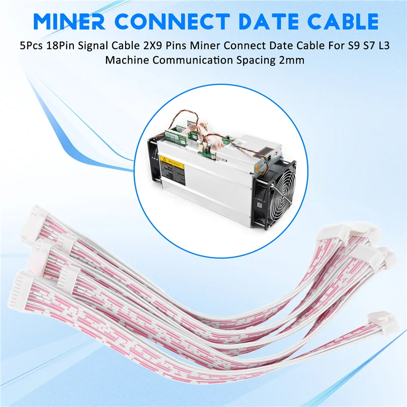 

AB97-5Pcs 18Pin Signal Cable 2X9 Pins Miner Connect Date Cable For Antminer S9 S7 L3 Machine Communication Spacing 2Mm