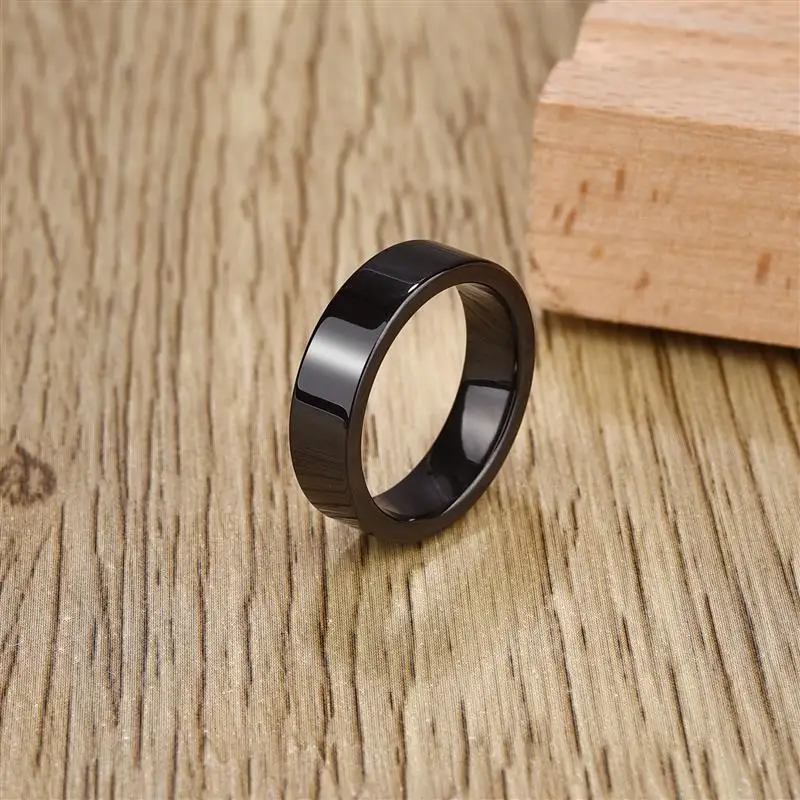 4/6/8mm White Black Ceramic Ring Fashion Flat Smooth Surface Wedding Band for Men Women Size 6-10 Wholesale