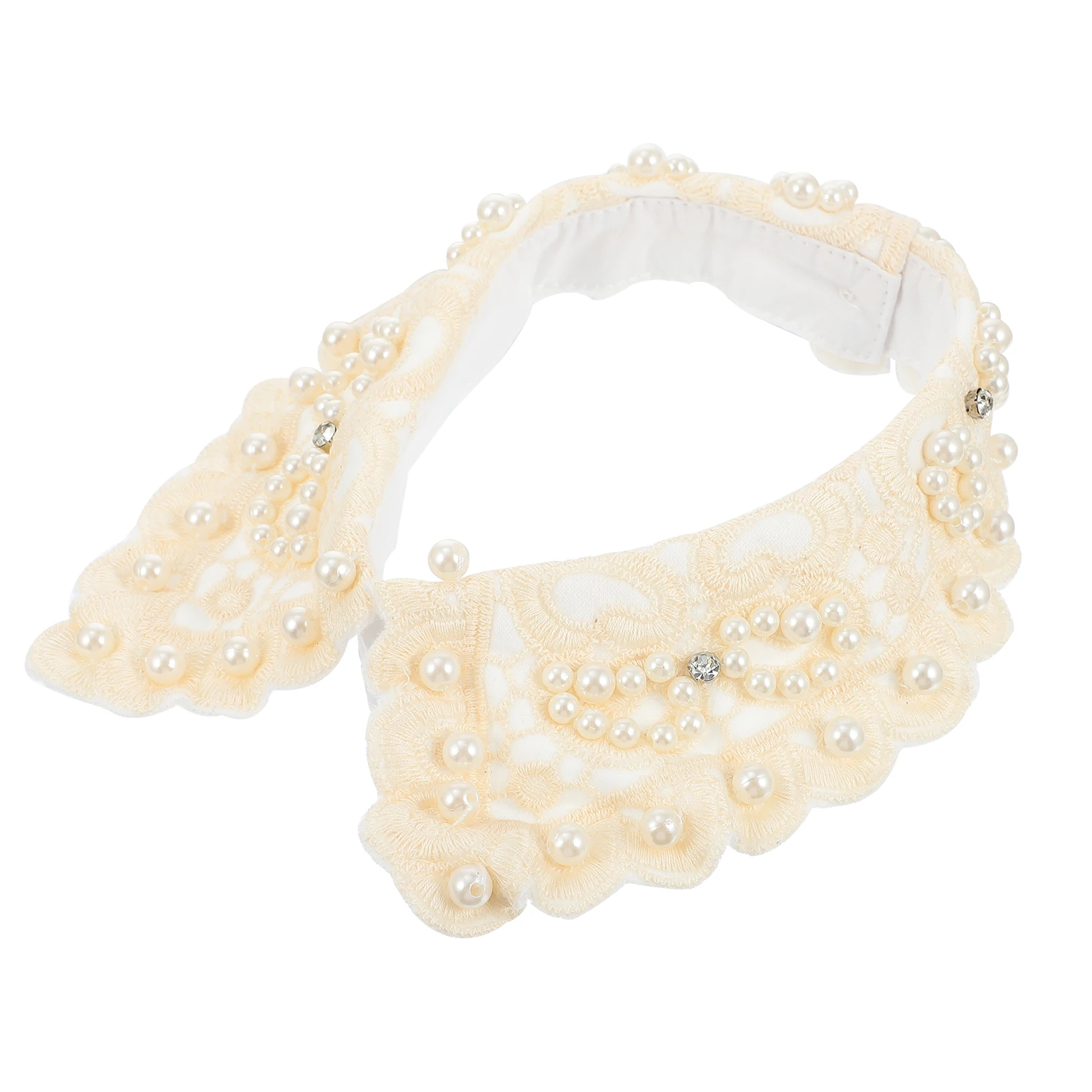 

Retro Pearl Collar Detachable False Neckline Cotton Women Lace Decorative for Sweater Dress Party Wedding Gift Scarf