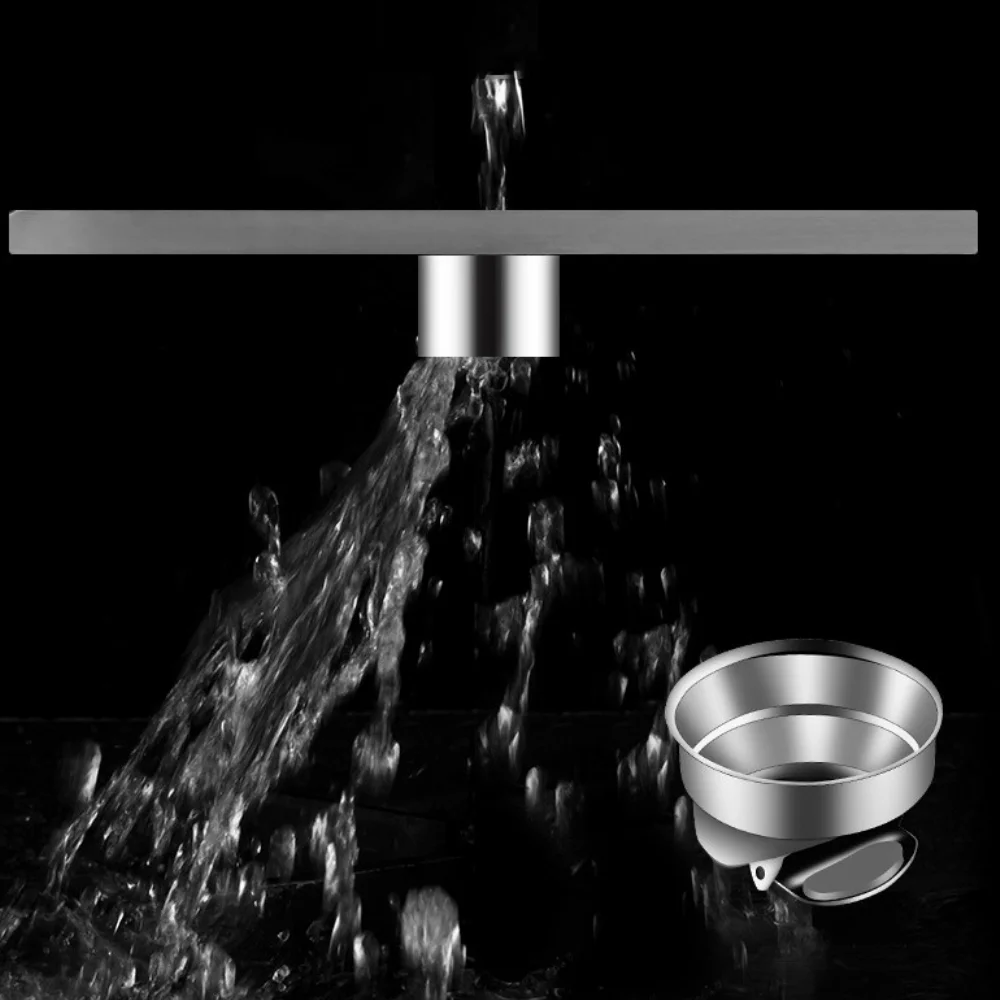 Square Shower Drain 10cm Brushed Tiled Insert Grate 304 Stainless Steel with Hair Strainer Stainless Drain for Bathroom