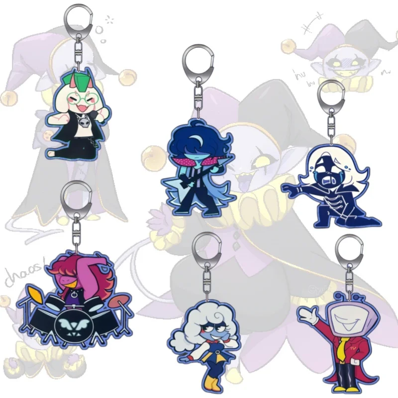 

5Cm Acrylic Keychain Pendant for Deltarune Seam Rouxls Kaard Susie Queen Vox Q Version Anime Acrylic Keychain Backpack Pendant