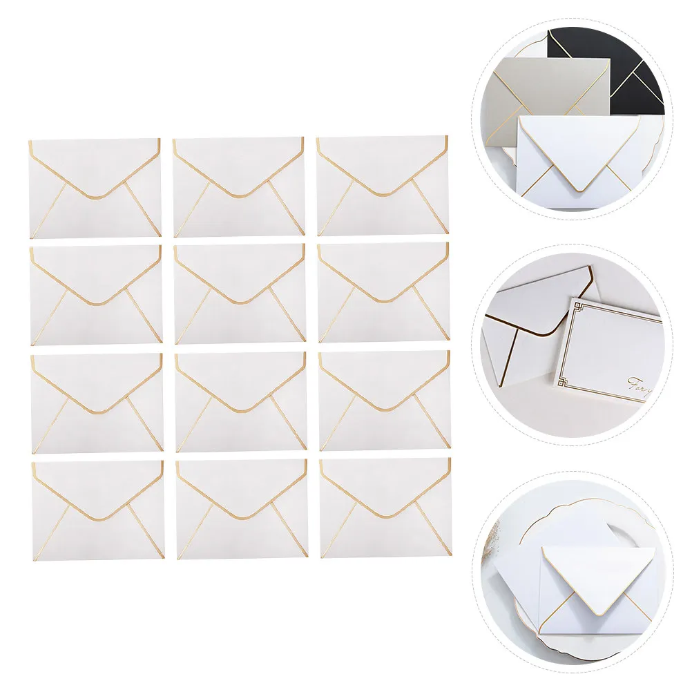50Pcs White Greeting Envelopes Premium Material Fine Details Stylish Blessing Envelopes for Wedding Invitations