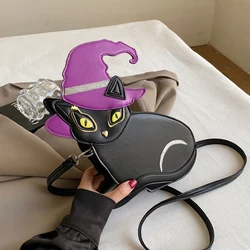 Borsa a forma di gatto simpatico cartone animato per donna Borsa a tracolla divertente creativa di moda Borsa a mano e borsetta in pelle Pu femminile Borsa a tracolla piccola