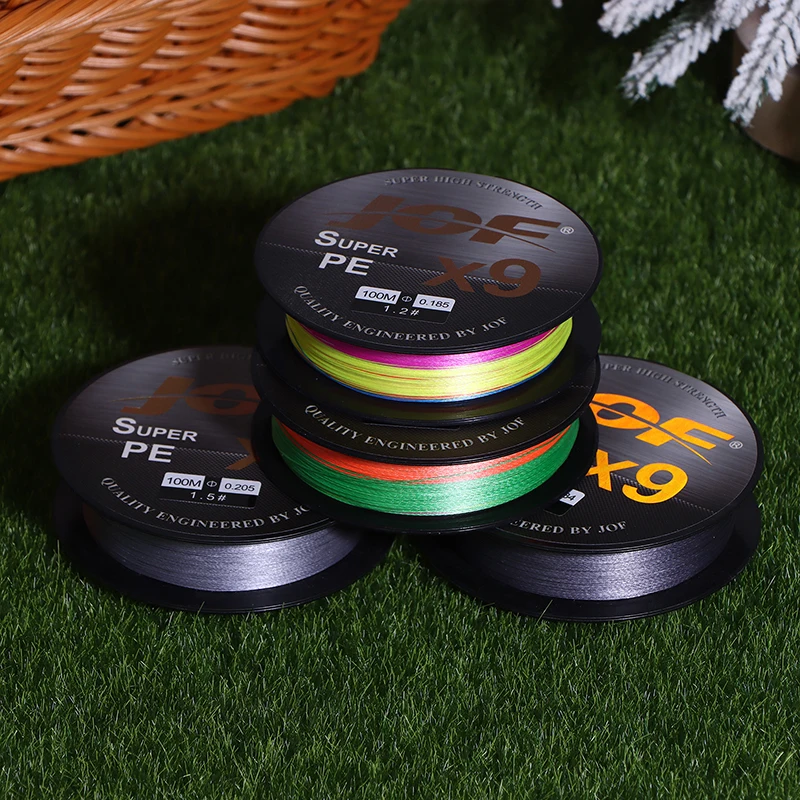 PE Braided Fishing Line, 9 Braids, Wear-Resistant For Freshwater And Saltwater Available In Rainbow And Gray Colors