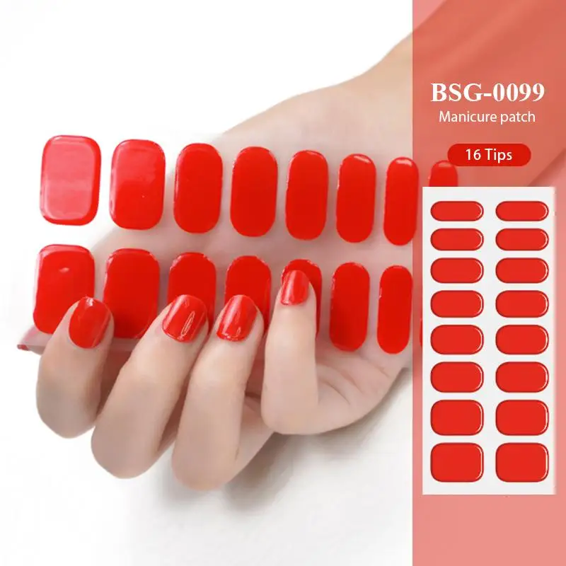 16/20Tips Beige Semi-cured Gel Nail Wraps Nail Stickers Nails Art Sliders For Nails Decorated False Nails Sticker Press On Nail