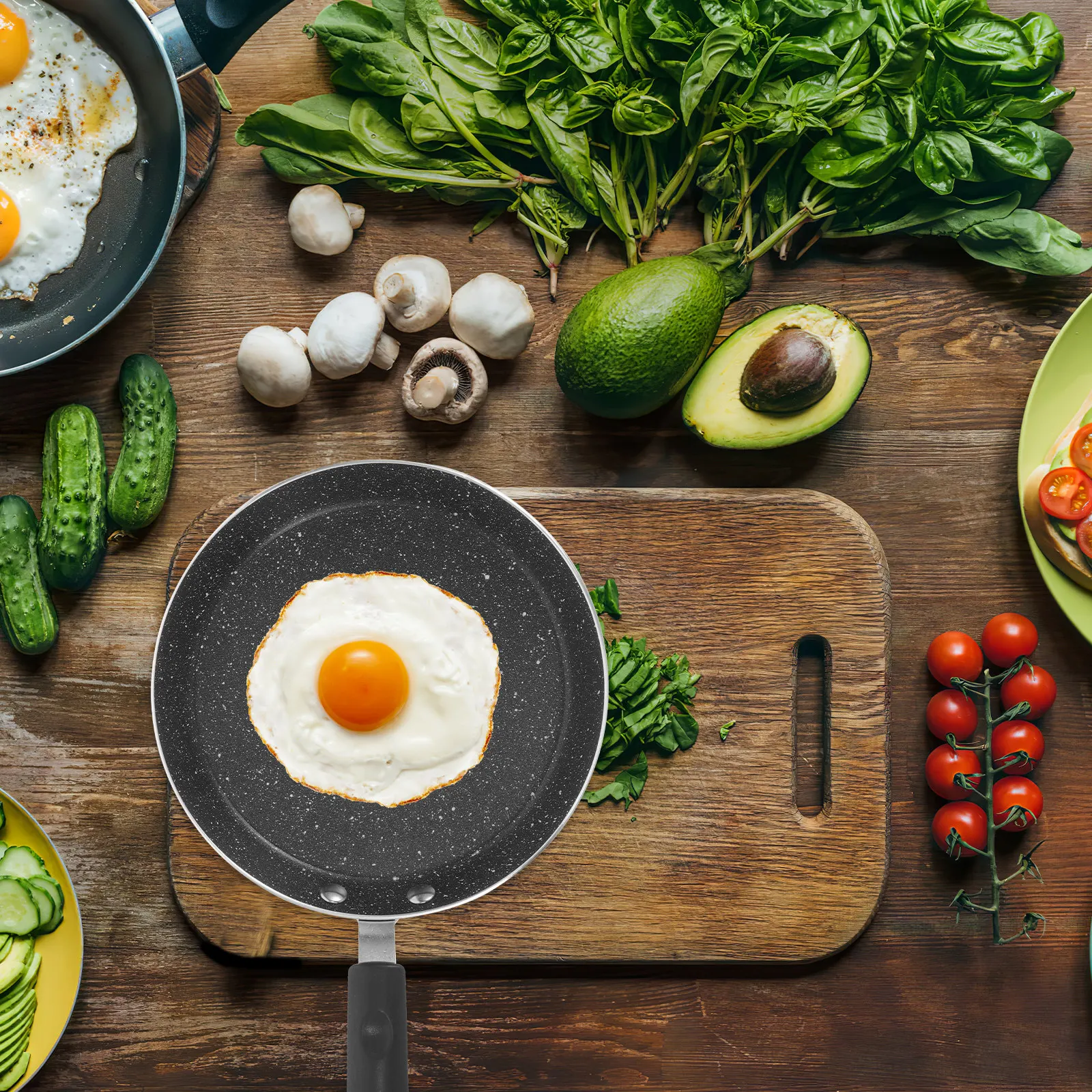 

1pc 28Cm Aluminum Alloy Non-Stick Frying Pan Maifan Stone Coating Steak Pancake Pan Portable Kitchen Cooking