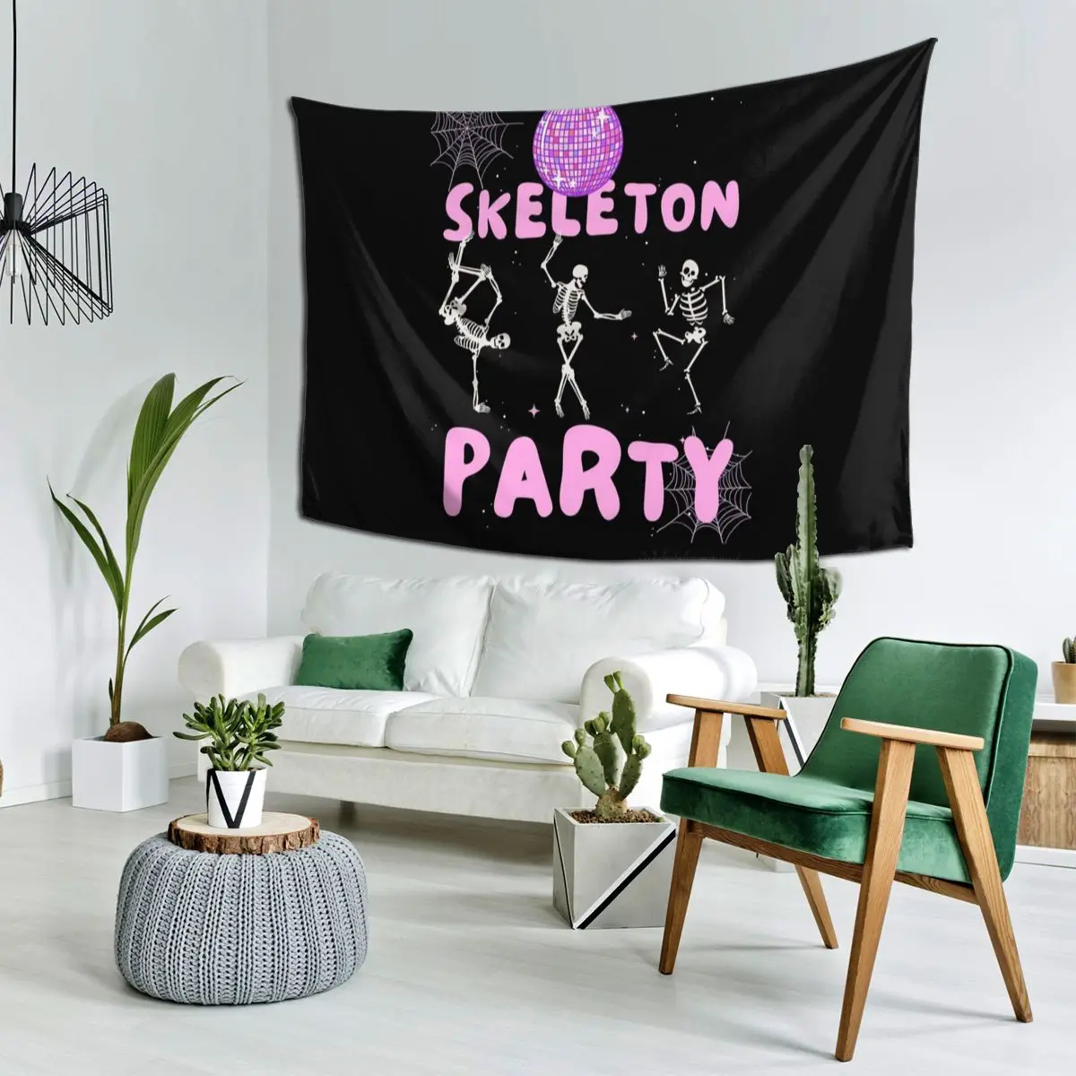 Preppy Skeleton Party Retro Tapestry Hippie Wall Hanging Aesthetic Home Decoration Tapestries for Living Room Bedroom Dorm Room