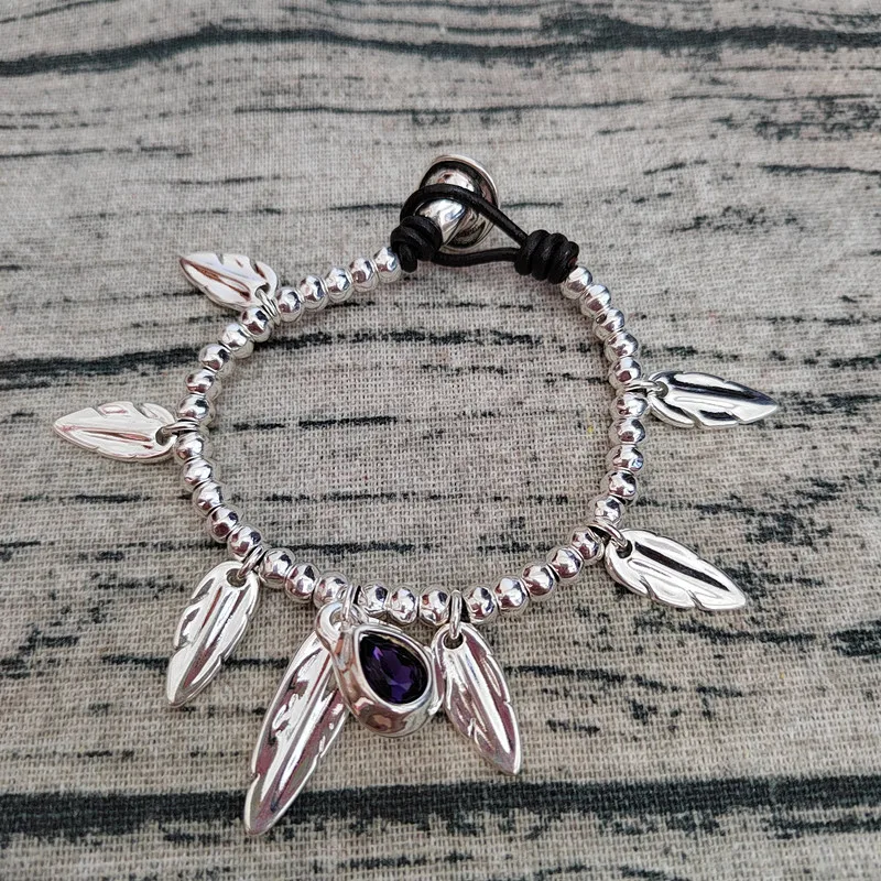 Spain tide brand UNOde50 amethyst leaf feather bracelet Europe and the United States cross-border e-commerce accessories a hair