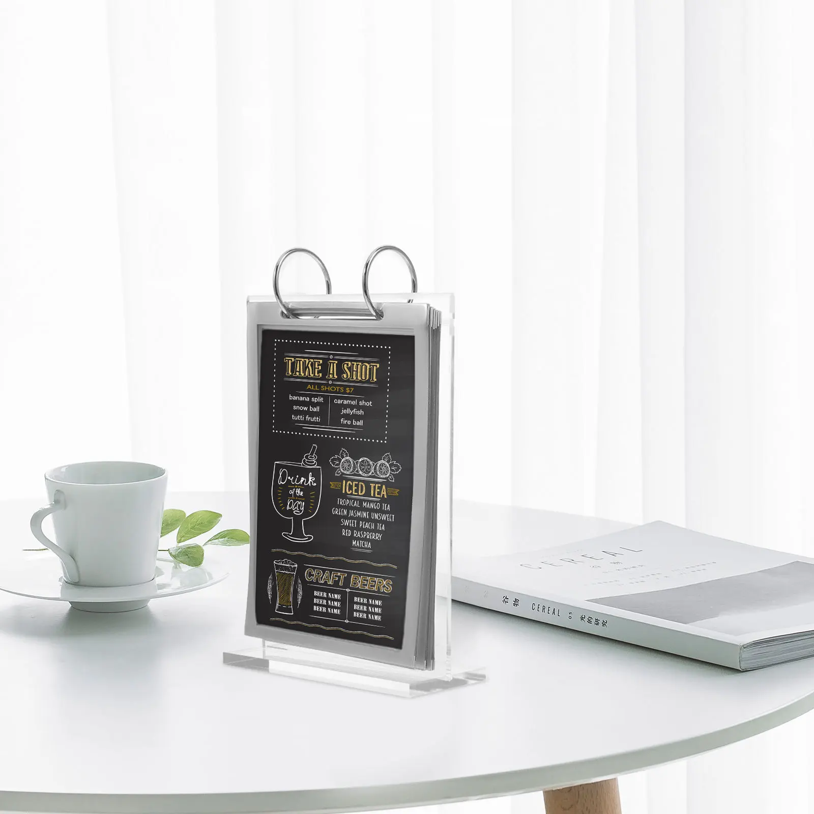 Flip Poster Stand Desktop Restaurant Menu Holder Flip Menu Storage Stand Base Table Display Sign Holder Display