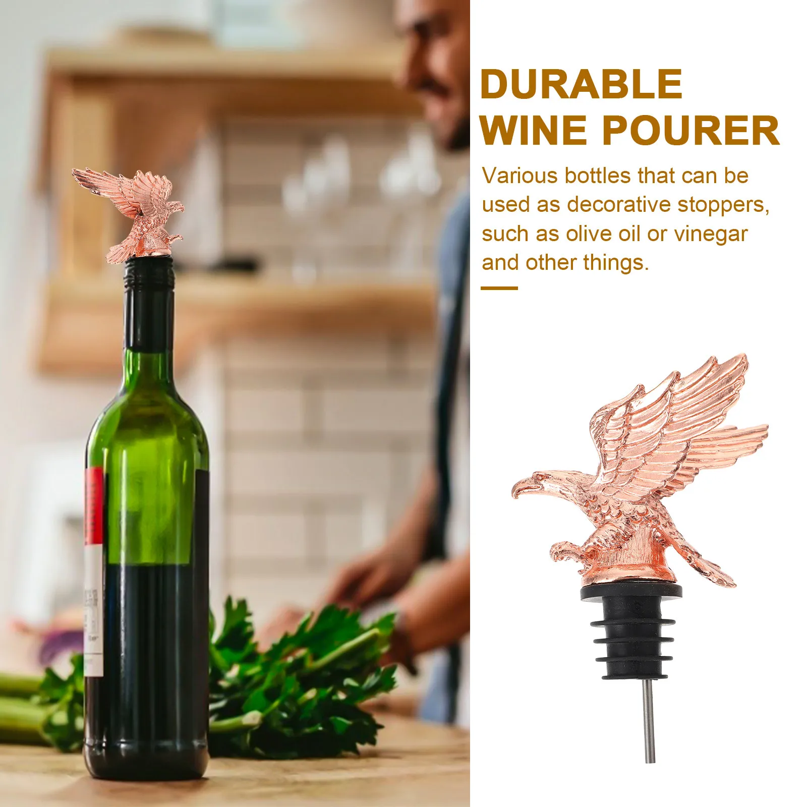 1Pcs Useful Wine Bottle Pourer and Stopper with Spout Adorable Charming for Olive Oil Vinegar Wine Pourer