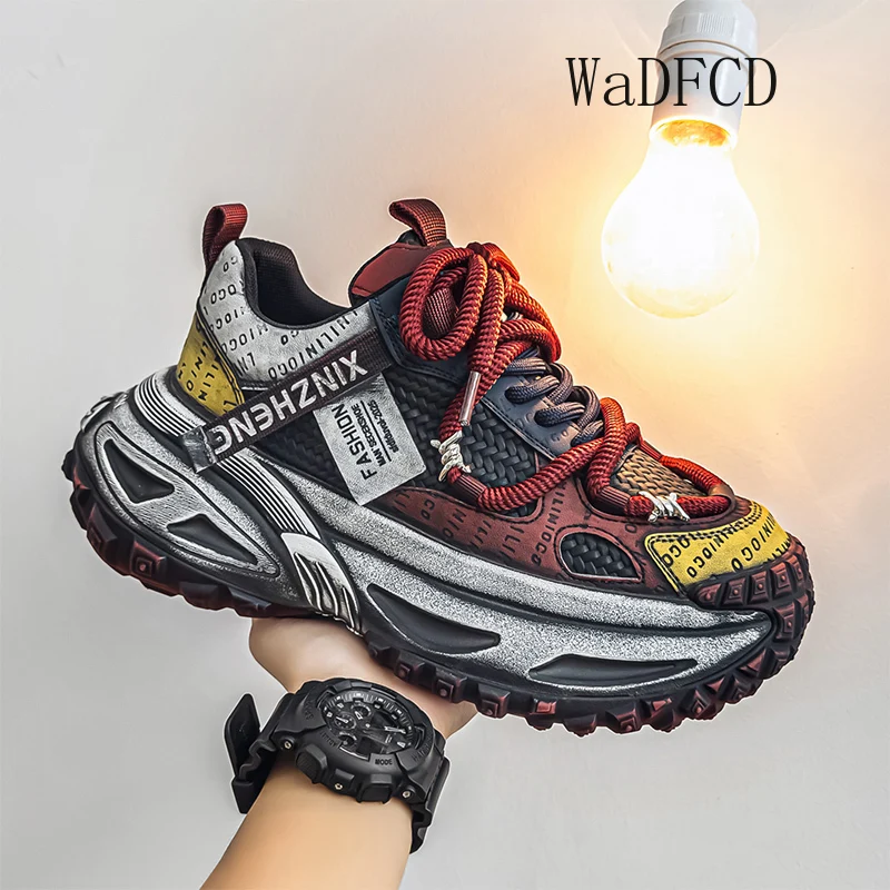 Chunky Sneakers Mens Original Designer Sports Shoes Fashion Casual Leather Fabric Breathable Height Increased Platform Gym Shoes