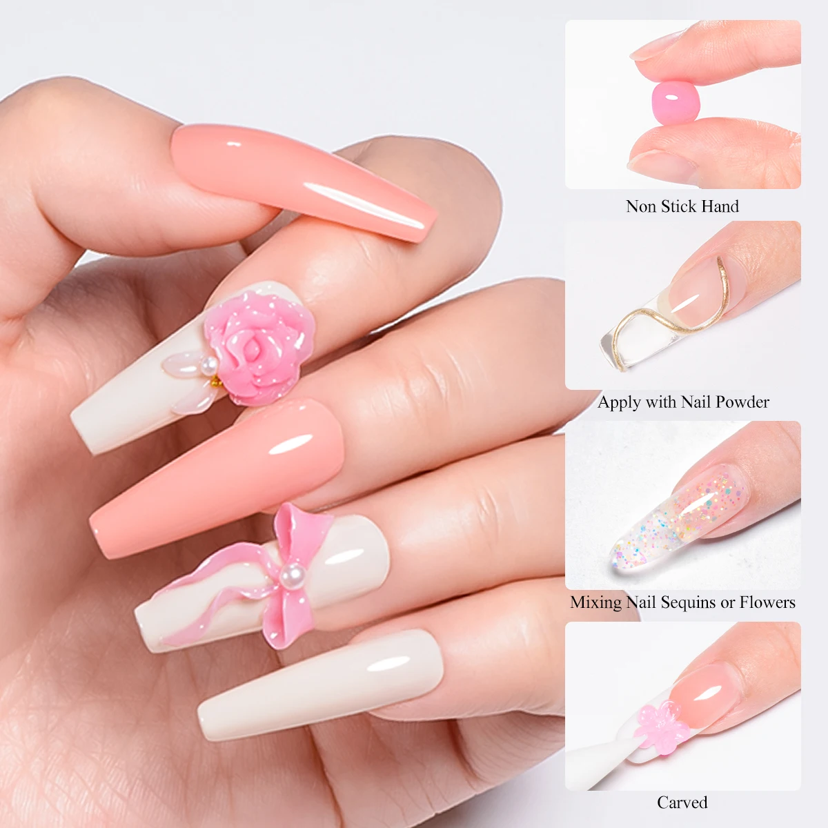 4 pezzi set di smalti per unghie gel per estensione mano antiaderente modellatura 3D scolpire intaglio nail art smalto gel duro solido per unghie finte