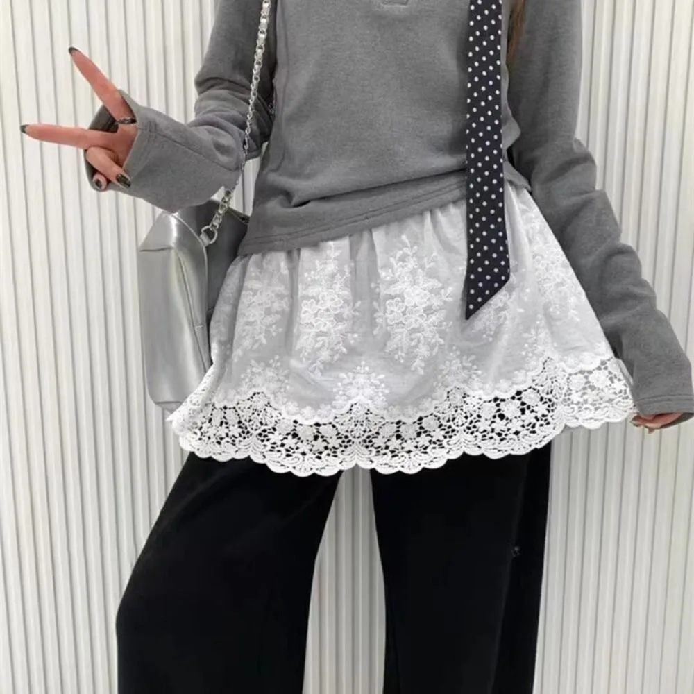 Fashion High Waist Lace Underskirt Slips Flower Short Safety Skirt Petticoat Embroidery Lining Petticoat Women Female image 2