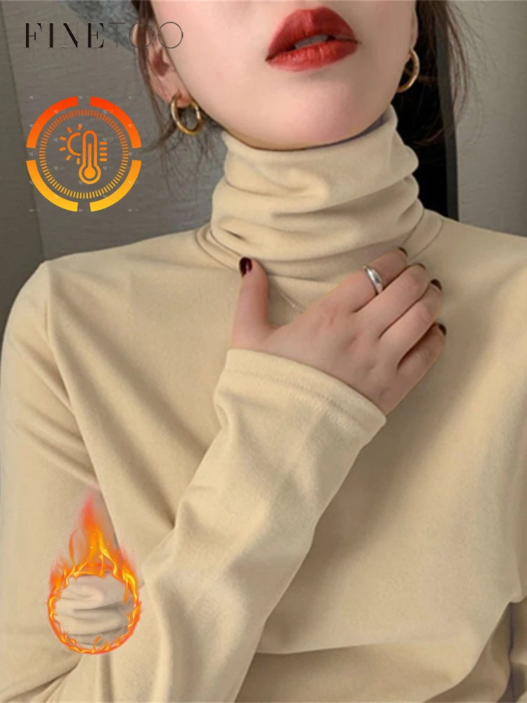 1 Stück Damen Thermounterwäsche Herbst Winter Warmes Langarm-T-Shirt mit Stehkragen Hochwertige Slim-Fit Freizeitstrickware